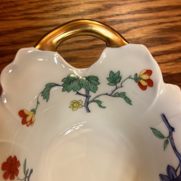 Haviland Limoges Shalimar Small Floral Nut Bowl Dish w/ Gold Handle From France - Picture 2 of 7